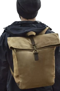 Mochila De Tela Encerada Con Acentos En Piel Modelo Quadra Heritage