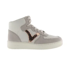 Zapatillas Abotinadas De Efecto Piel Victoria Madrid Con Piezas Serraje Y Logo Metalizado 1258223