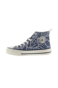 Zapatillas Abotinadas De Lona Bandana Victoria Tribu Con Sello Retro Y Suela Acabado Brillo