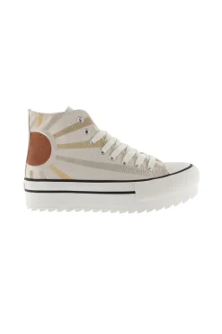 Zapatillas Abotinadas De Lona Estampada Victoria Tribu Doble Con Suela Dentada