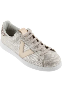 Zapatillas De Efecto Brillo Metalizado Victoria Tenis Serpiente Con Trasera De Glitter