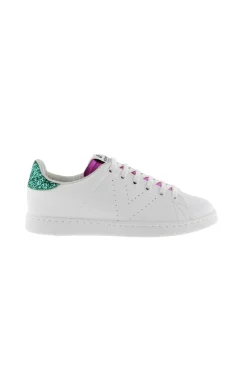 Zapatillas De Efecto Piel Victoria Tenis Con Trasera De Glitter Y Lengüeta Metalizada