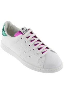 Zapatillas De Efecto Piel Victoria Tenis Con Trasera De Glitter Y Lengüeta Metalizada