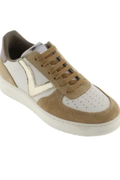 Zapatillas De Efecto Piel Victoria Madrid Con Piezas De Serraje Y Metalizadas En Contraste 1258222