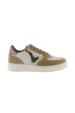 Zapatillas De Efecto Piel Victoria Madrid Con Piezas De Serraje Y Metalizadas En Contraste 1258222