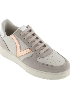 Zapatillas De Efecto Piel Victoria Madrid Con Piezas De Serraje Y Metalizadas En Contraste 1258222